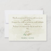 Ivoor witte bloemen groen bruiloft bedankkaart (Achterkant)