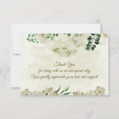 Ivoor witte bloemen groen bruiloft bedankkaart (Voorkant)