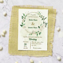 Ivoor witte bloemen groen bruiloft kaart