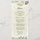 Ivoor witte bloemen groen bruiloft menu (Voorkant)