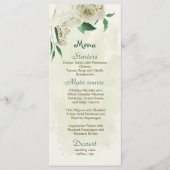 Ivoor witte bloemen groen bruiloft menu (Voorkant)