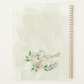 Ivoor witte bloemen groen bruiloft planner (Achterkant)