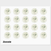 Ivoor witte bloemen groen bruiloft ronde sticker (Vel)