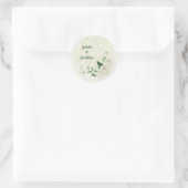 Ivoor witte bloemen groen bruiloft ronde sticker (Tas)