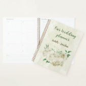Ivoor witte bloemen groen trouwen planner (Display)