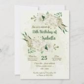 Ivoor witte bloemen groen verjaardag kaart (Voorkant)