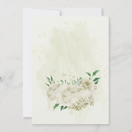 Ivoor witte bloemen groen verjaardag kaart (Achterkant)