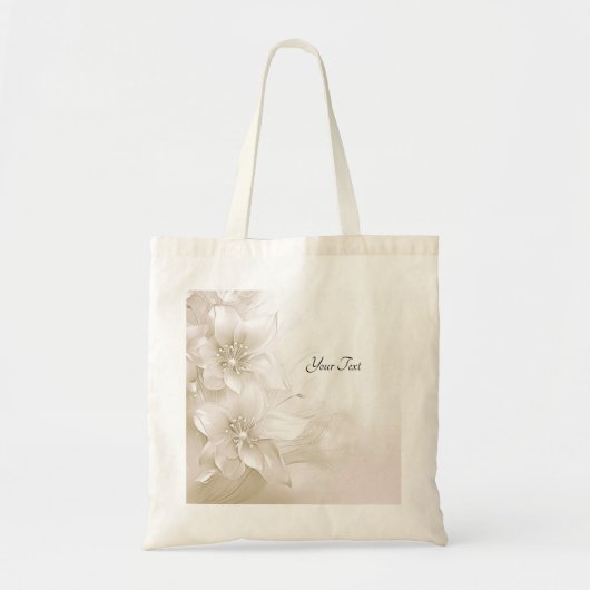 Ivoor Witte Bloemen Tote Tas (Voorkant)