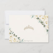 Ivoor witte bloemenkwintet Quinceañera Champagnedr RSVP Kaartje (Achterkant)