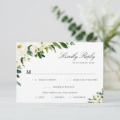 Ivoor witte bloemenmaaltijd keuze RSVP-kaart RSVP Kaartje (Staand voorkant)