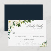 Ivoor witte bloemenmaaltijd keuze RSVP-kaart RSVP Kaartje (Voorkant / Achterkant)