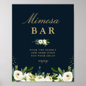 Ivoor witte bloemige bruids-shower mimosa bar bord poster (Voorkant)