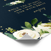 Ivoor witte bloemige bruidsdouche mimosa bar bord poster (Hoek)