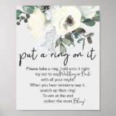 Ivoor Witte Bloemige Doe Er Een Ring Omheen Spel Poster (Voorkant)