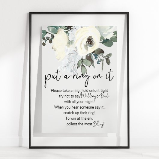 Ivoor Witte Bloemige Doe Er Een Ring Omheen Spel Poster