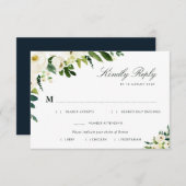 Ivoor witte bloemige maaltijdkeuze RSVP kaart (Voorkant / Achterkant)