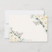 Ivoor Witte Bloemige Zilveren Quinceañera Vlinders RSVP Kaartje (Achterkant)