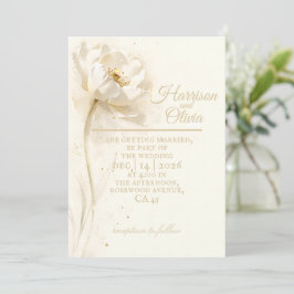 Ivoor Witte Bloemrijke Minimaal Elegante Luxe Trou Kaart