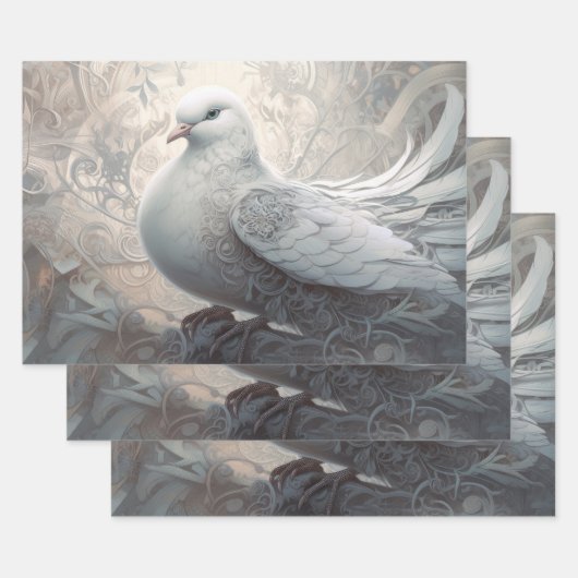  ivoor witte bruiloft duif inpakpapier vel (Set)