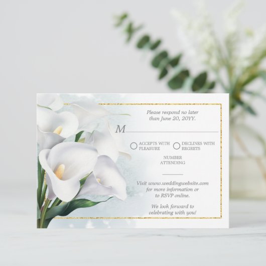 Ivoor witte Calla lelie trouw-RSvp RSVP Kaartje (Staand voorkant)