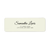 Ivoor Witte Eenvoudige Elegante Script Retouradres Etiket (Voorkant)