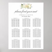 ivoor - witte florale trouwzittingskaart poster (Voorkant)