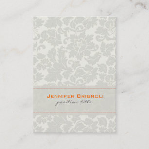 Ivoor witte monotonen  bloemdamast visitekaartje