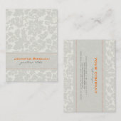 Ivoor witte monotonen  bloemdamast visitekaartje (Voorkant / Achterkant)