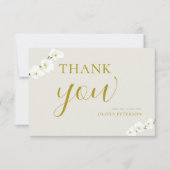 Ivoor witte orchideeën eenvoudige elegante bruilof bedankkaart (Voorkant)