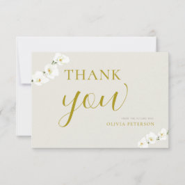 Ivoor witte orchideeën eenvoudige elegante bruilof bedankkaart