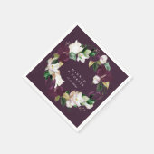 Ivoor witte pruim paarse bloemenkrans Pruim Servet (Hoek)