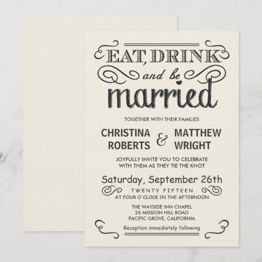 ivoor-witte roestbruine huwelijksuitnodigingen kaart (Voorkant / Achterkant)