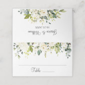 Ivoor witte rozen bloemengroen bruiloft tafel plaatskaartje (Buitenkant ongevouwen)