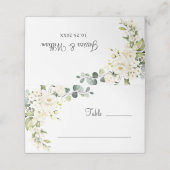 Ivoor witte rozen bloemengroen bruiloft tafel plaatskaartje (Buitenkant ongevouwen)