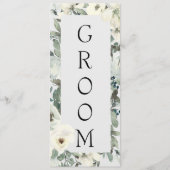 Ivoor Witte Rozen Bloemig Menu voor Gereserveerde (Voorkant)