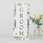 Ivoor Witte Rozen Bloemig Menu voor Gereserveerde (Staand voorkant)