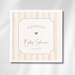 Ivoor Zachte Bruine Strepen Gouden Frame Baby Show Servet