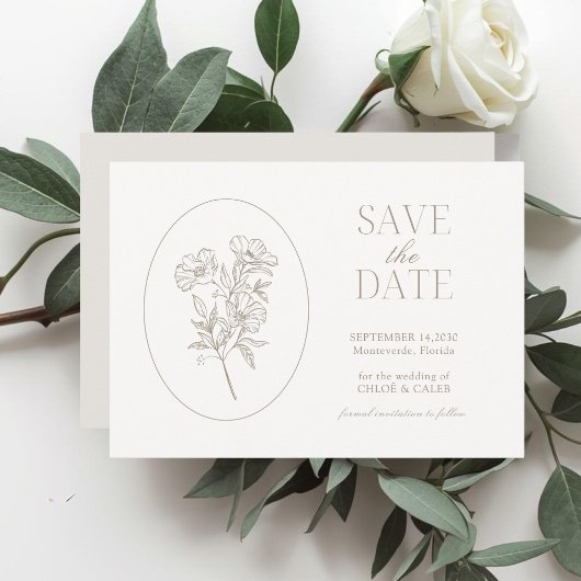Ivoor & Zand | Chic Bloemige Trouw 'Save the Date' Save The Date