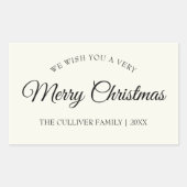 Ivoor Zeer Vrolijk Kerstmis Familienaam Gift Label (Voorkant)