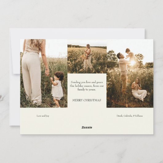Ivoor Zeer Vrolijk Kerstmis Vier foto Horizontaal Feestdagenkaart (Achterkant)