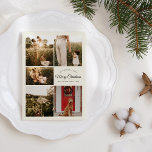 Ivoor Zeer Vrolijk Kerstmis Vijf Fotocollage Feestdagenkaart<br><div class="desc">Deze Ivory Very Merry Christmas Five Photo Collage Holiday Kaart design heeft een verfijnde heldere crème achtergrond met een mix van eenvoudige zwarte letters en klassieke kalligrafie in combinatie met een minimalistische boho-stijl die een perfecte balans tussen strakke moderne subtiliteit en elegantie biedt. Dit charmante ontwerp is een mooie manier...</div>