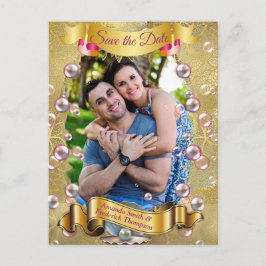 Ivoor Zijde, Gouden Kant & Parels en Marmer Aankondigingskaart