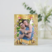 Ivoor Zijde, Gouden Kant & Parels en Marmer Aankondigingskaart (Staand voorkant)