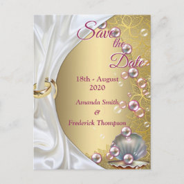 Ivoor Zijde, Gouden Kant & Parels en Marmer Aankondigingskaart