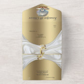 Ivoor Zijde, Gouden Kant & Parels en Marmer All In One Uitnodiging (Buitenkant)