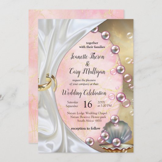 Ivoor Zijde, Gouden Kant & Parels en Marmer Kaart (Voorkant / Achterkant)