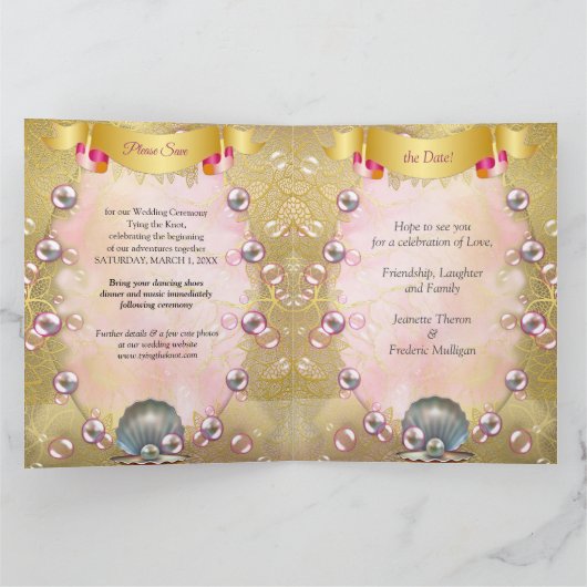 Ivoor Zijde, Gouden Kant & Parels en Marmer Kaart (Binnen)