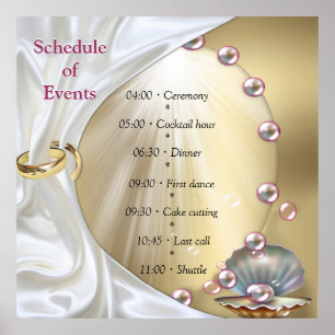 Ivoor Zijde, Gouden Kant & Parels en Marmer Poster