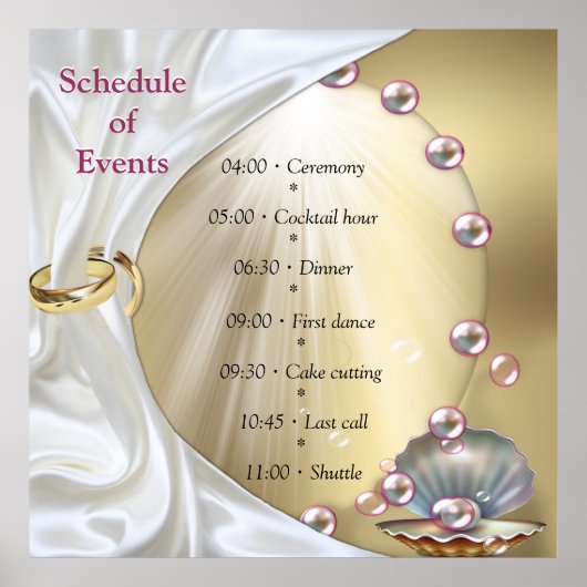 Ivoor Zijde, Gouden Kant & Parels en Marmer Poster (Voorkant)