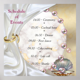 Ivoor Zijde, Gouden Kant & Parels en Marmer Poster